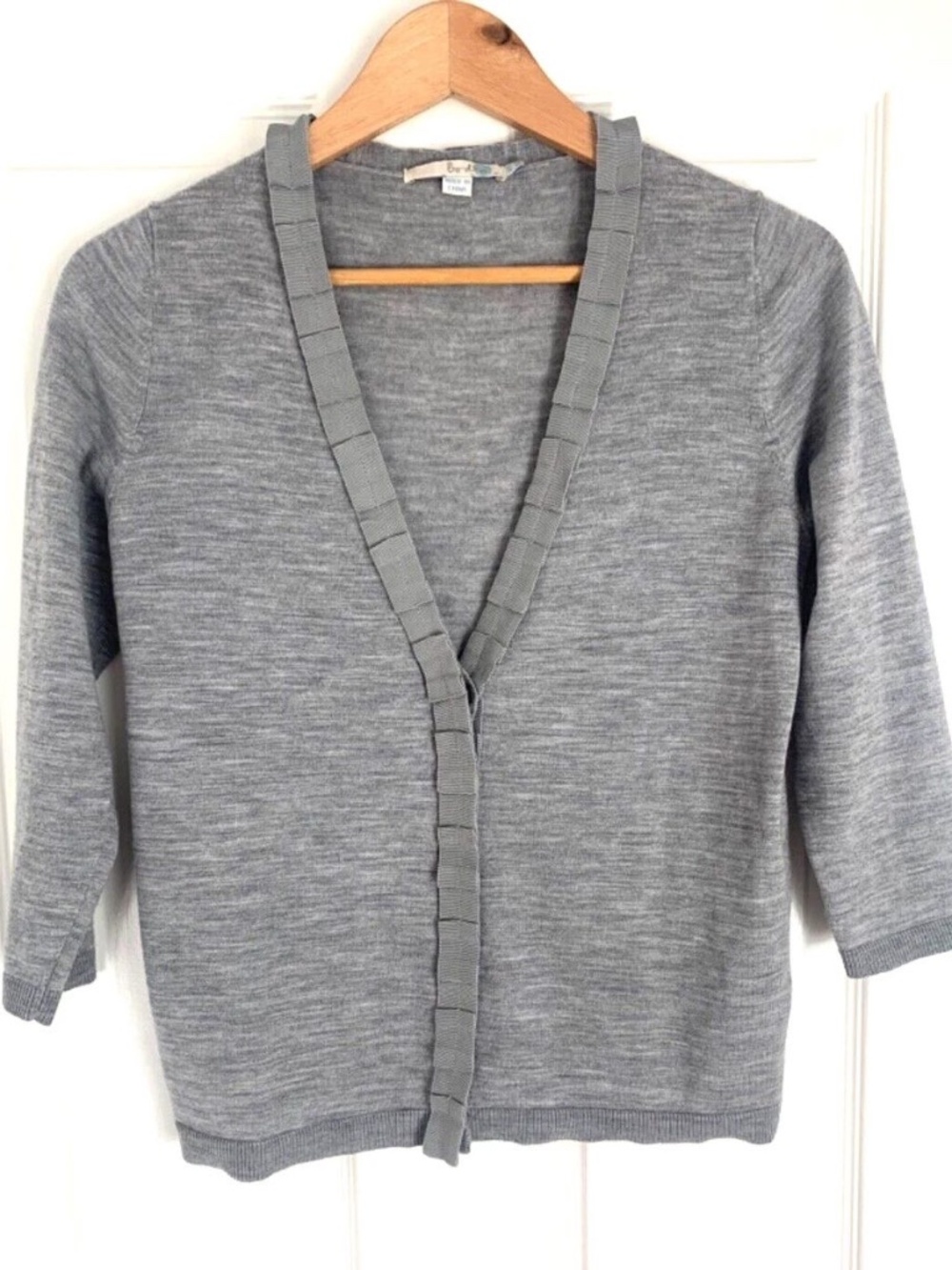 Boden Gray Lightweight V-Neck Wool Cardigan